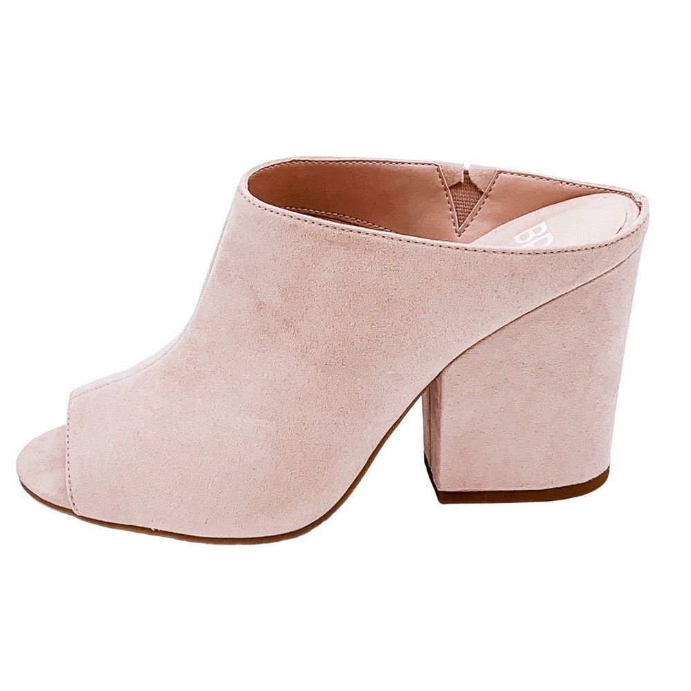 BP Nordstrom Gretta Peep-Toe Block Heel Mule, Blush, Size 8